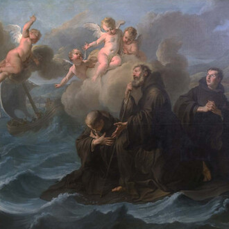4. Noël-Nicolas Coypel, Saint François de Paule et ses compagnons traversant le détroit de Messine sur son manteau, 1723. Huile sur toile. Lyon, Primatiale Saint Jean © DRAC Auvergne-Rhônes-Alpes-Phot. JM Refflé