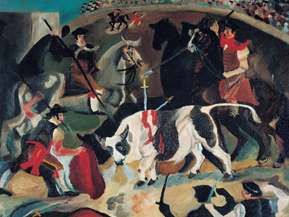 Antonio Ligabue, Corrida, 1931-1932, olio su tavola di compensato, 55x61 cm