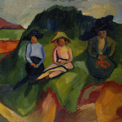 Hans Thuar, Drei Frauen im Grünen, 1912
