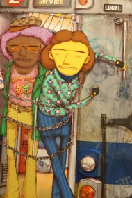1980, 2020. Técnica mixta con lentejuelas sobre madera aglomerada. "Os Gemeos". Museo Hirshhorn, Washington, D.C.