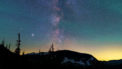 As the stars twinkle in the purple and blue evening sky, we are reminded of the transformative power of Pluto, urging us to evolve beyond traditional structures that no longer serve us