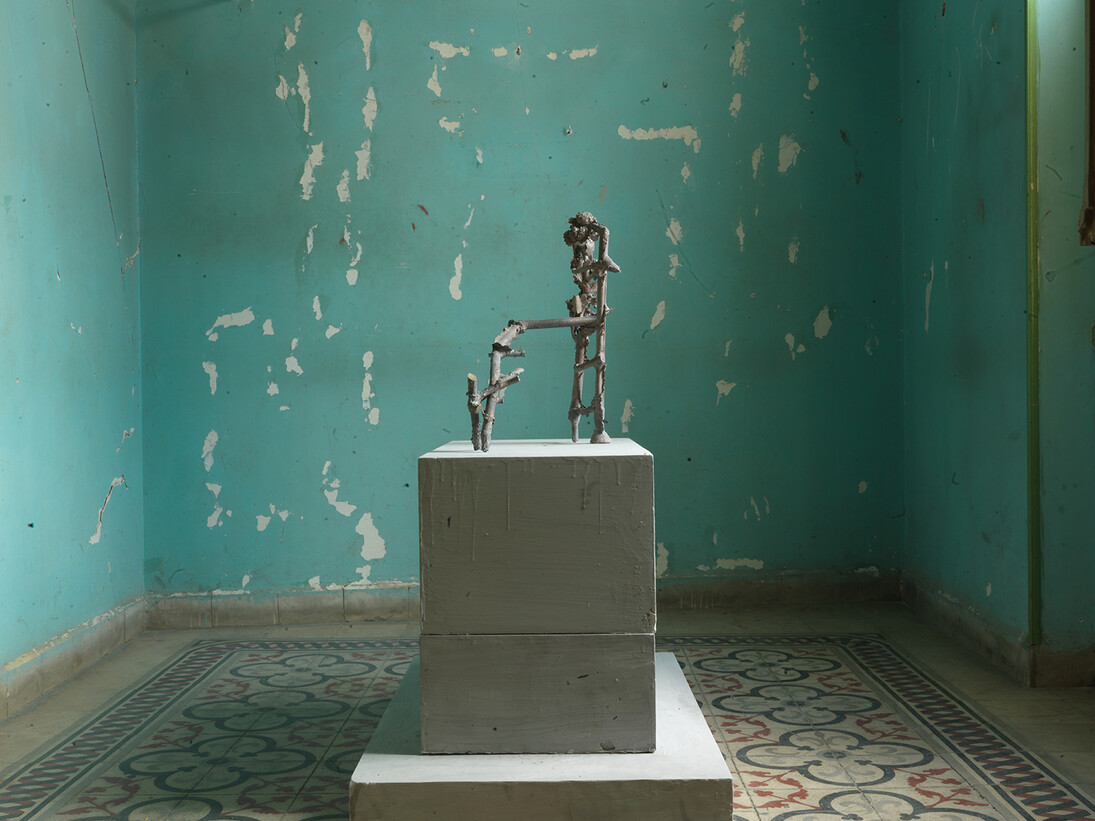 Socratis Socratous, Untitled (From the Series Stolen Garden), 2014, Cast bronze, copper, dimension variable, Installation view at Kunsthalle Athena, Athens, Courtesy The Breeder, Athens
