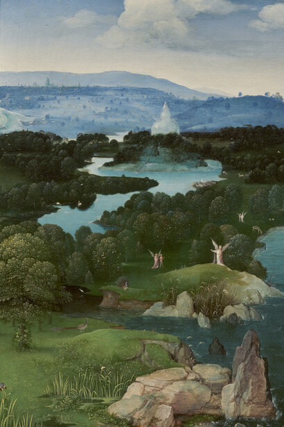 Joachim Patinir, El paso de la laguna Estigia (detalle), c. 1520