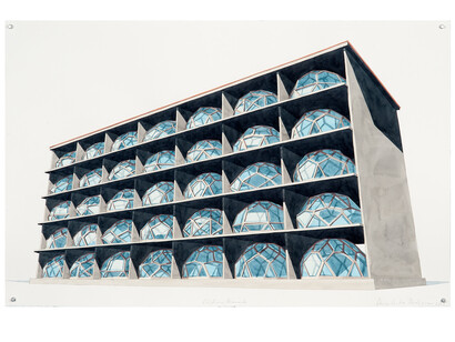 Edificio de diamantes (Diamond Building), 2020, Watercolor on paper, 66 x 102 cm
