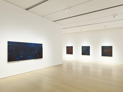 Torkwase Dyson, Seeing in blue, exhibition view. Courtesy of Pace Gallery