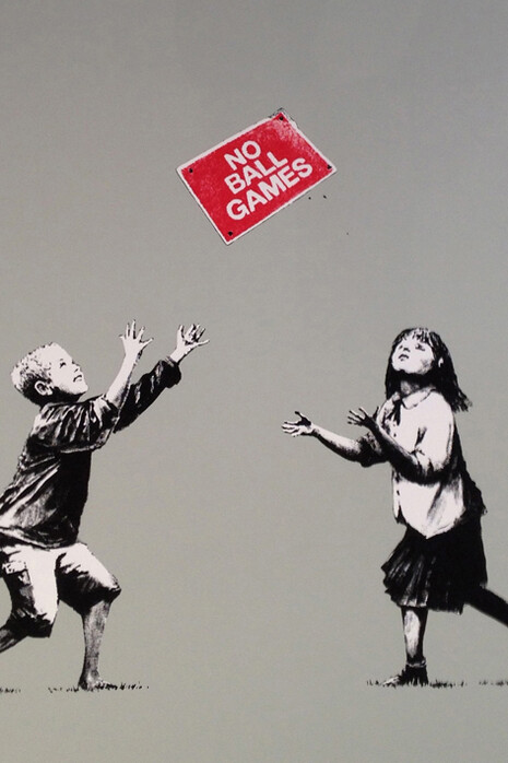 Banksy, No ball games (Grey) 2009, Screen print on Paper, Hand signed and numbered, 70 x 67 cm, Edition of 250