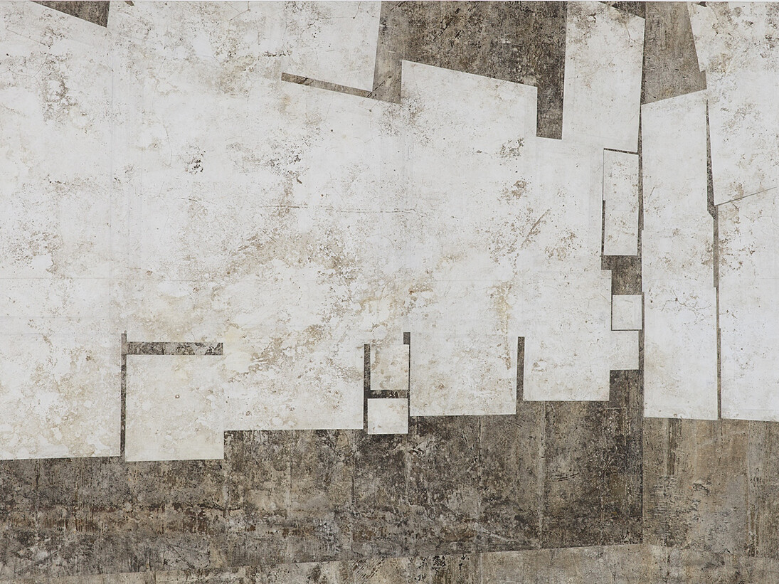 Daniel Senise. Salon. 2015. Medium acrilico e residuos sobre tecido em colagem sobre alumínio. 200 x 300 cm. Ed. única