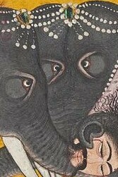Detalle de "Elefantes en combate", India, circa 1700