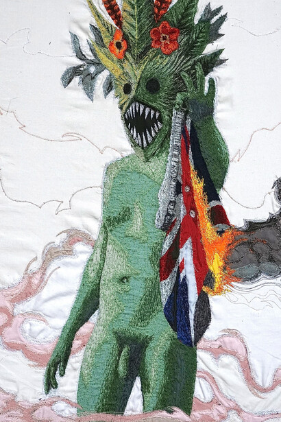 Lawrence James Bailey, Bare machine, painting in exhibition. Courtesy of Galerie Bart