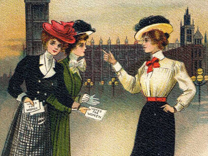 Satirical suffragette poster inspired by William Hone's "The Political House that Jack Built" (1819)