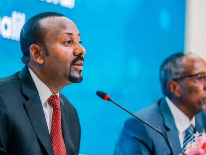 Abiy Ahmed, the Prime Minister of Ethiopia, speaking at the 2024 Ethiopia–Somaliland memorandum of understanding