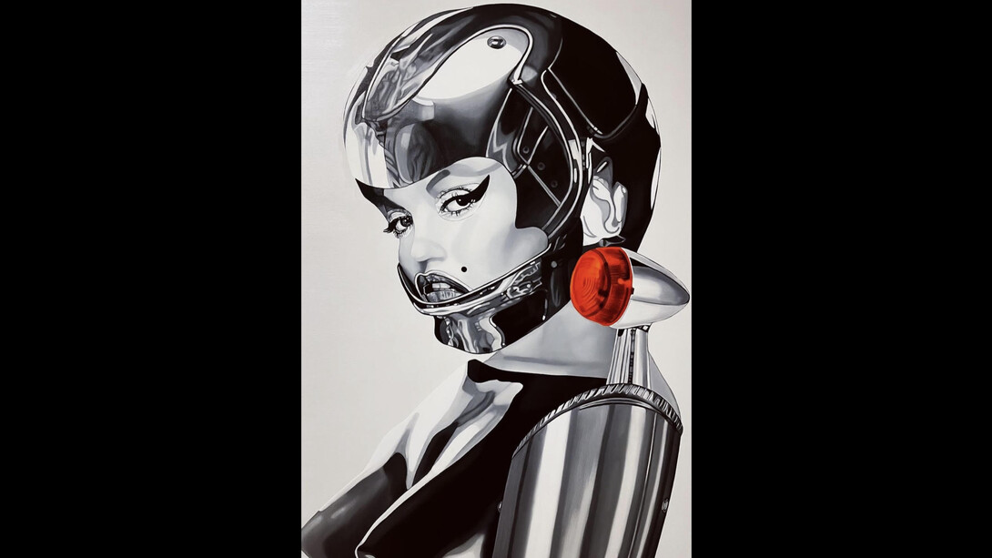 Teiji Hayama, Robotilyn, 2023, oil on canvas, 42.5x29.5 inches. Courtesy of the artist and Allouche Gallery, LA