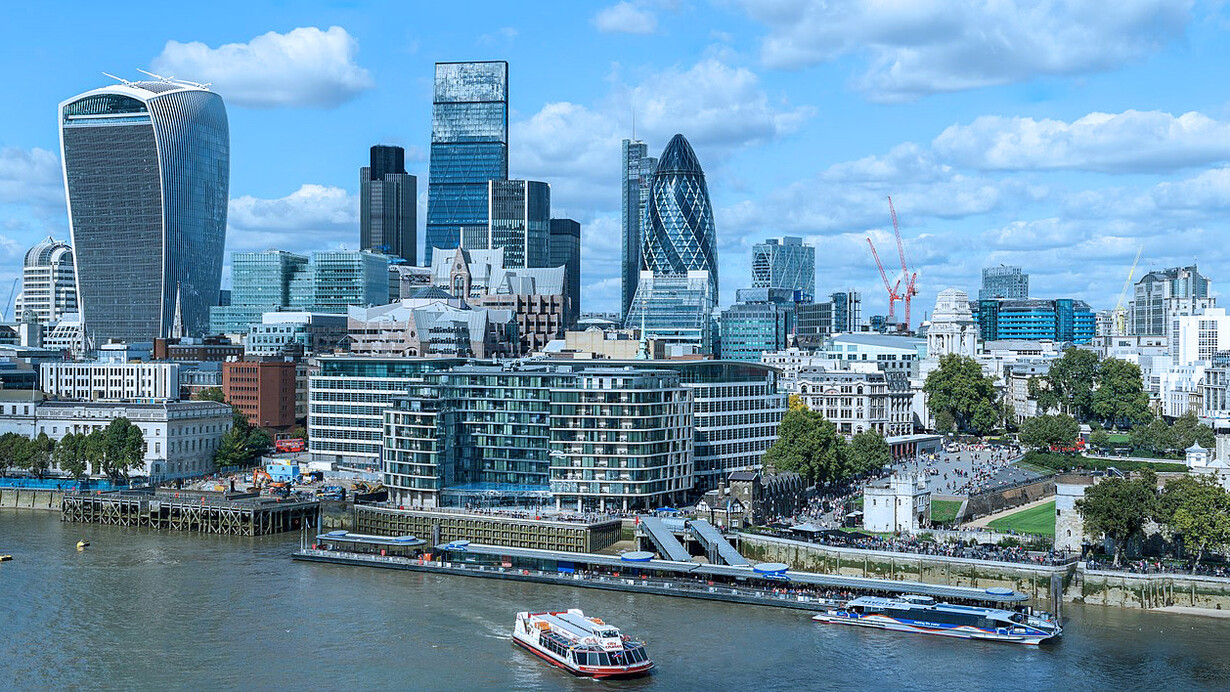 Vista de la «City» de Londres, Reino Unido