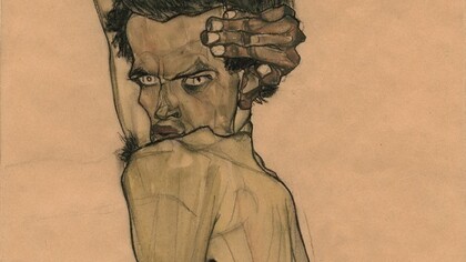 Egon Schiele, Self-Portrait with Arm Twisted above Head, 1910