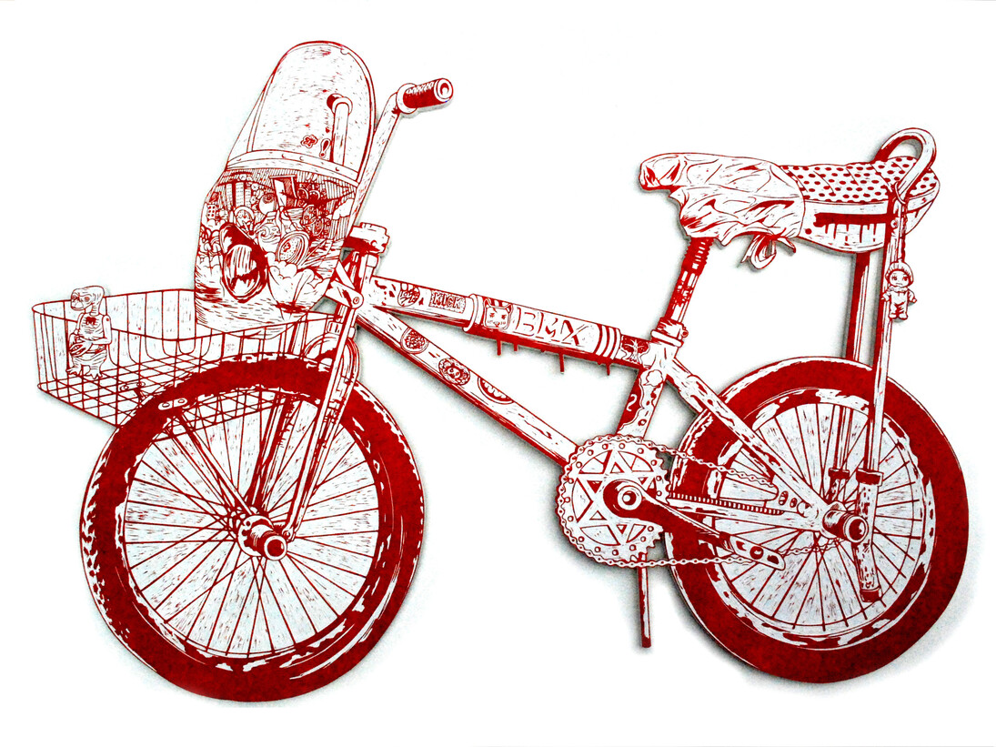 Kenichi Yokono, Beloved Vehicle, 2014 / carved wood and enamel / 35.6 x 48.8 inches