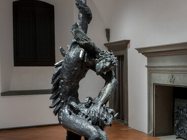 Jean-Marie Appriou. Canto Infinito, exhibition views, Firenze, Palazzo Strozzi, Project Space, 2026. © Jean-Marie Appriou, by SIAE. Photo Ela Bialkowska, OKNO Studio, Courtesy Fondazione Palazzo Strozzi, Firenze