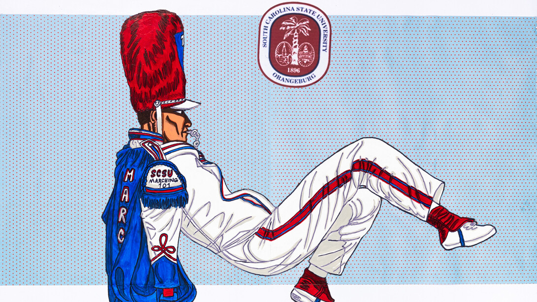 Keith Duncan, South Carolina state university drum major, 2023 - 2024. Courtesy of Ogden Museum