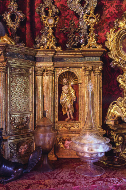 Stanza delle Reliquie, ciborio ligneo con vasi per unguenti. Fotografie di Marco Beck Peccoz