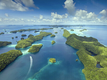 Vista de las islas Carolinas, Micronesia