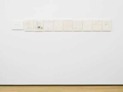 Emilio Prini, Typewriter drawings. Bologna/München/Rome – 1970/1971, ausstellungsansicht. Mit freundlicher genehmigung der Fondazione Antonio Dalle Nogare