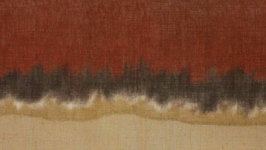 Salvatore Emblema, detail of Untitled / Landscape (Paesaggio), 1979, tinted soil, cabon on over-stitched canvas, 59 x 118 in | 150 x 300 cm
