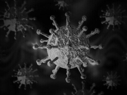 Corona virus visto bajo el lente de un microscopio