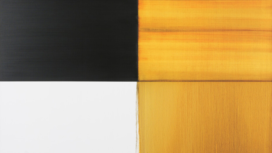 Callum Innes, Exposed painting quinacridone gold, 2024. Courtesy of Berggruen Gallery 