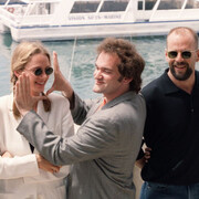 John Travolta, Uma Thurman, Quentin Tarantino, Bruce Willis, Maria De Medeiros. Pulp Fiction premiere al Festival di Cannes (45 edizione).