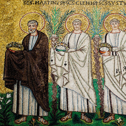 Ravenna, Sant'Apollinare, particolare del mosaico con il vescovo Andrea Agnello