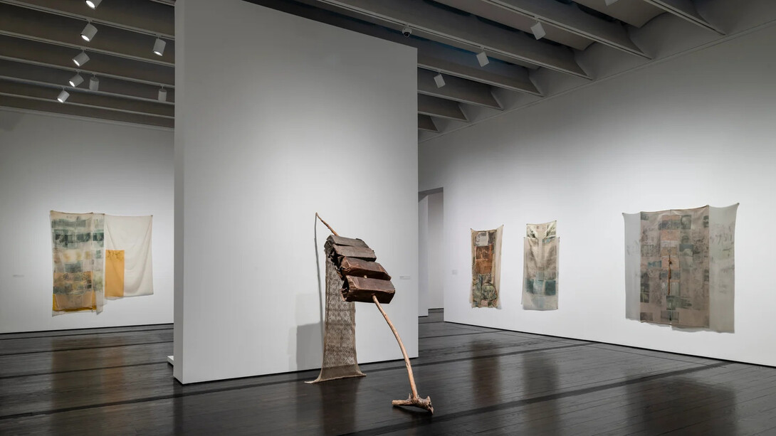 Robert Rauschenberg, Fabric works of the 1970s, exhibition view. Courtesy of the Menil Collection