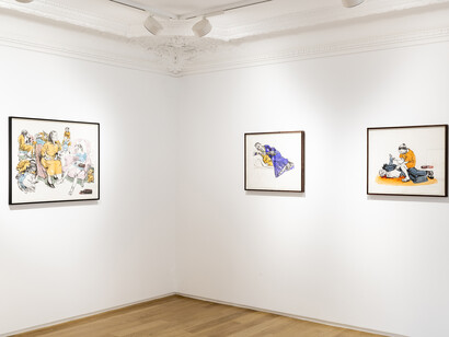 Paula Rego, Drawing from life, exhibition view. Courtesy of Galerie Lelong