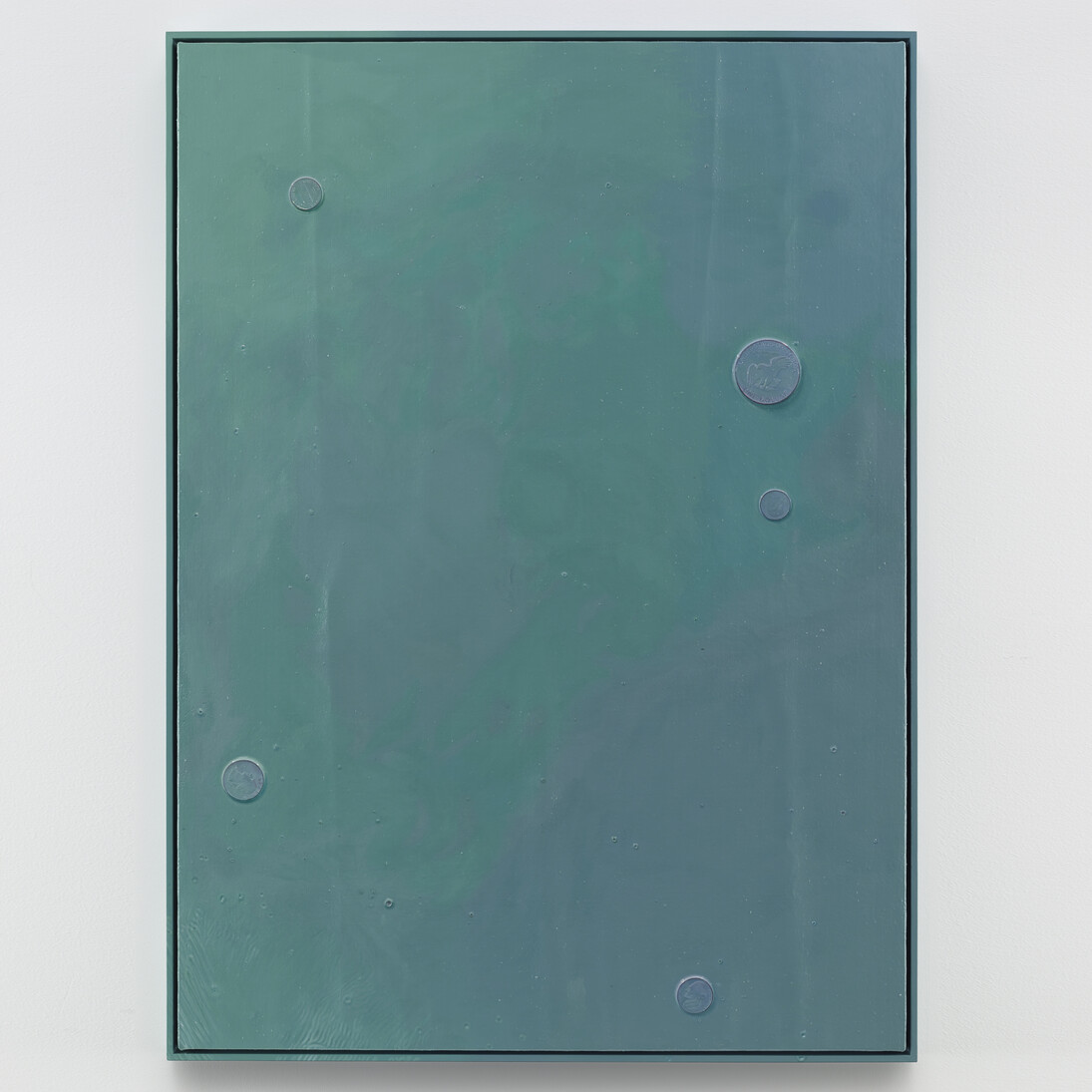 Paul Sietsema, Blue painting, 2014, Enamel on linen in artist's frame, 48 x 35 inches. ©Paul Sietsema, Courtesy Matthew Marks Gallery