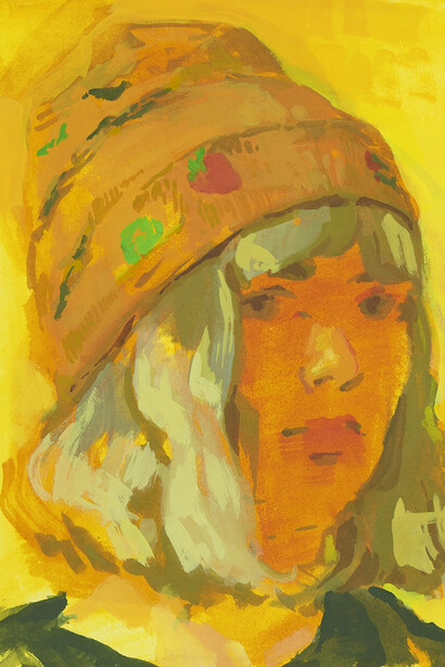 Rachel Gregor, Self-portrait with embroidered beanie (detail), 2024. Courtesy of Hashimoto Contemporary Gallery