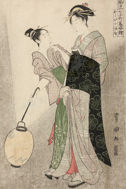 Utagawa Toyokuni I 初代 歌川 豊国, Courting Komachi (Kayoi Komachi), from the series Seven fashionable figures of Ono no Komachi (Furyu nana Komachi yatushi sugata-e), about 1792. Courtesy of The Art Institute of Chicago