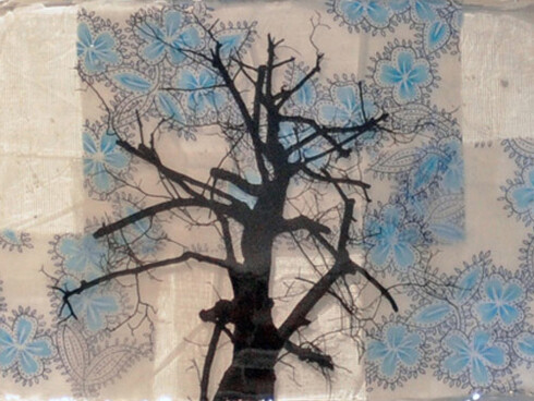Manuel Felisi, Alberi, 2015, tecnica mista e resina, 23 x 33 cm