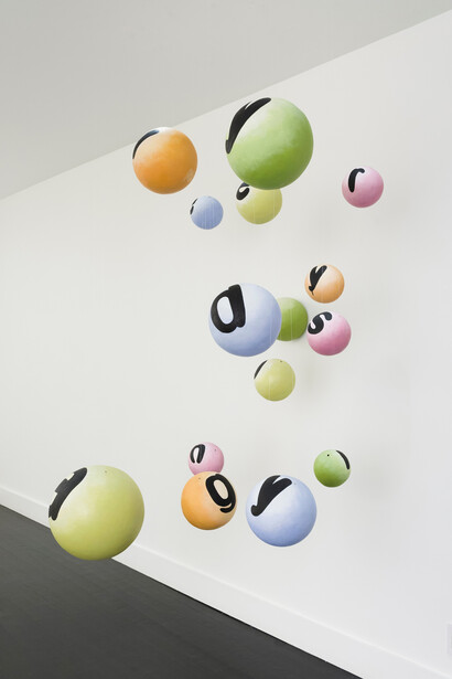 Nancy Dwyer, Everybody's Angry, 2013, Paper mache, plaster, latex paint, monofilament, 68 x 54 x 50 inches, unique