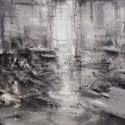 Alessandro Papetti, Passaggio, 2017. Olio su tela, 205 x 345 cm