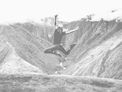 Jumping for joy at the breaking news that life should be appreciated to the fullest