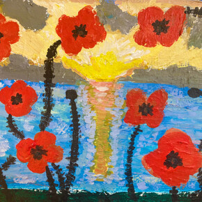 Gary Peabody, Flowers, 2019, acrylic, 11×14 inches. Courtesy of Fountain House Gallery