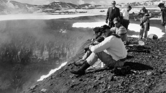 The NASA astronauts, during their training period in Iceland