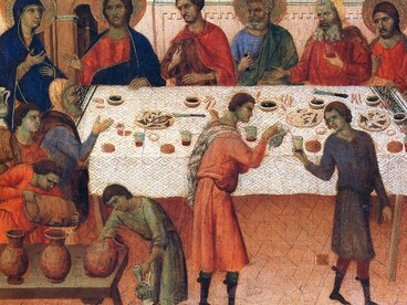 Duccio di Buoninsegna, "Le Nozze di Cana", dettaglio, 1308-1311, Museo dell'Opera del Duomo di Siena, Italia