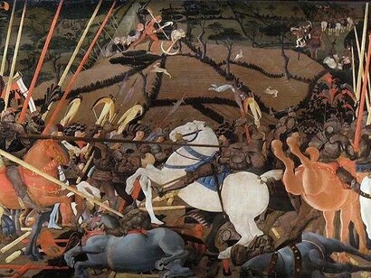 Battaglia di San Romano, Paolo Uccello, tempera su tavola, ca 1438, Galleria degli Uffizi, Firenze, Italia