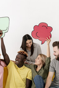 In a visual representation of the profound significance of communication, friends engage with each other, their meaningful gaze accompanied by a chat bubble, highlighting the essential role of interpersonal connection in fostering understanding and building strong relationships