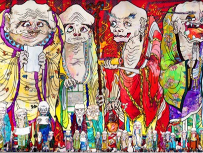 Takashi Murakami, "The 500 Arhats" (detail) 2012, Acrylic on canvas, mounted on board, 302 x 10,000 cm, Private collection © 2012 Takashi Murakami/Kaikai Kiki Co., Ltd. All Rights Reserved.