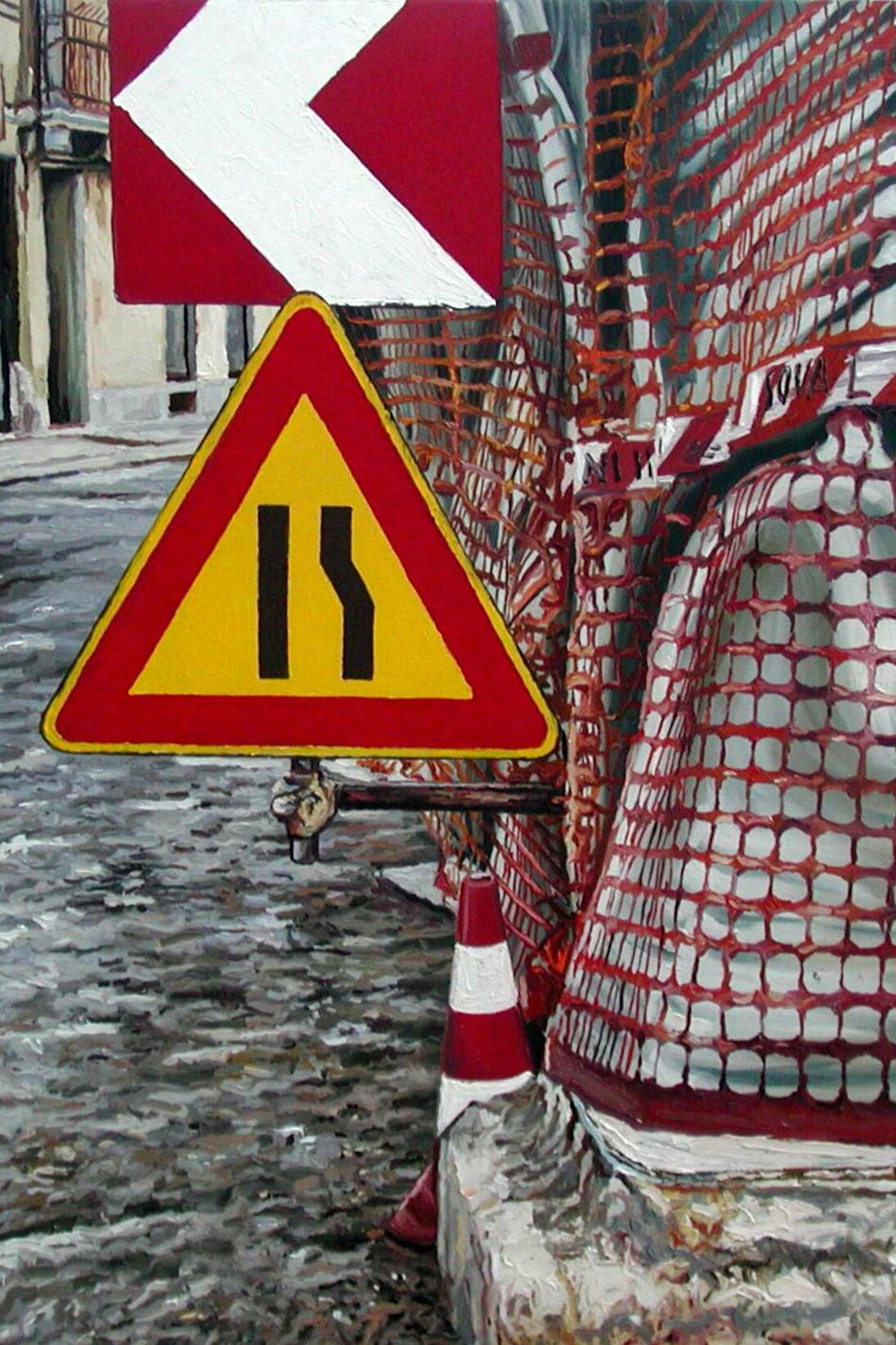 Andrea Di Marco, Strettoia, 2005-2006. Olio su tela, 150x150 cm. Courtesy of Galleria Giovanni Bonelli 