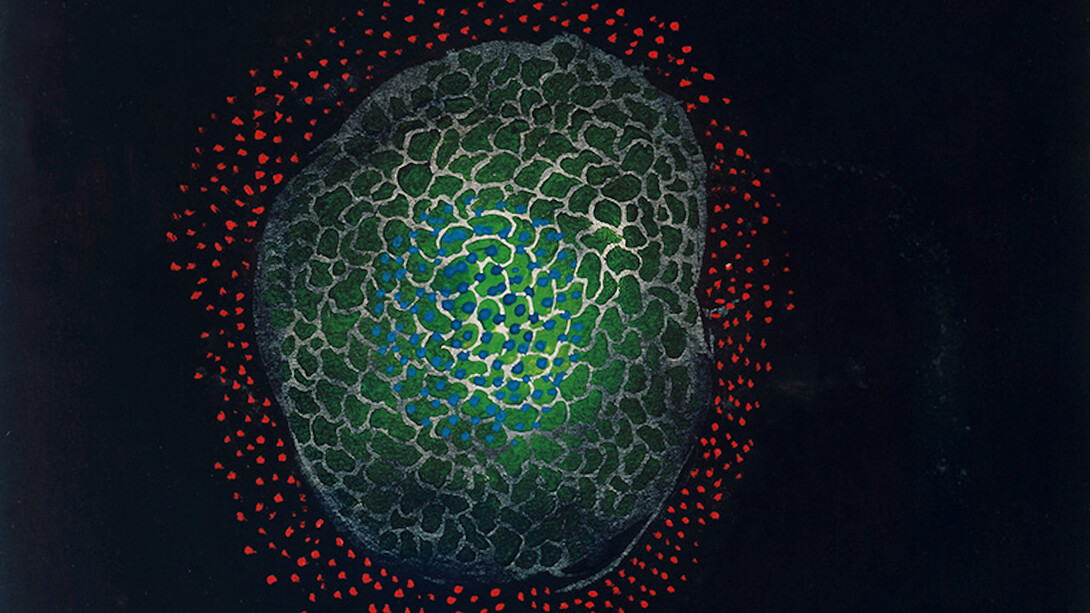 Yayoi Kusama, The Moon, 1953, pastel and gouache on paper, 15 1/2 x 13 1/4 inches (39.4 x 33.7 cm). Courtesy of Peter Blum Gallery, New York