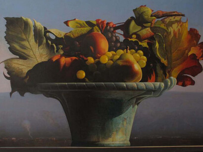 Behi Shamiri, Giardino VIII, olio su tela, 40 x 40 cm