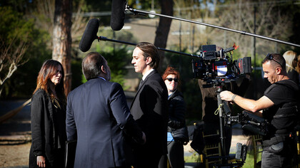 Algunos de los actores de la serie en pleno rodaje