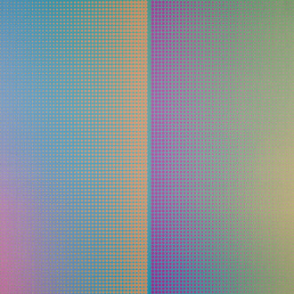 Almir Mavignier, Delmar Mavignier, Grun blau auf rot / Verde azul no vermelho, (detail), 2025. Courtesy of DAN Galeria