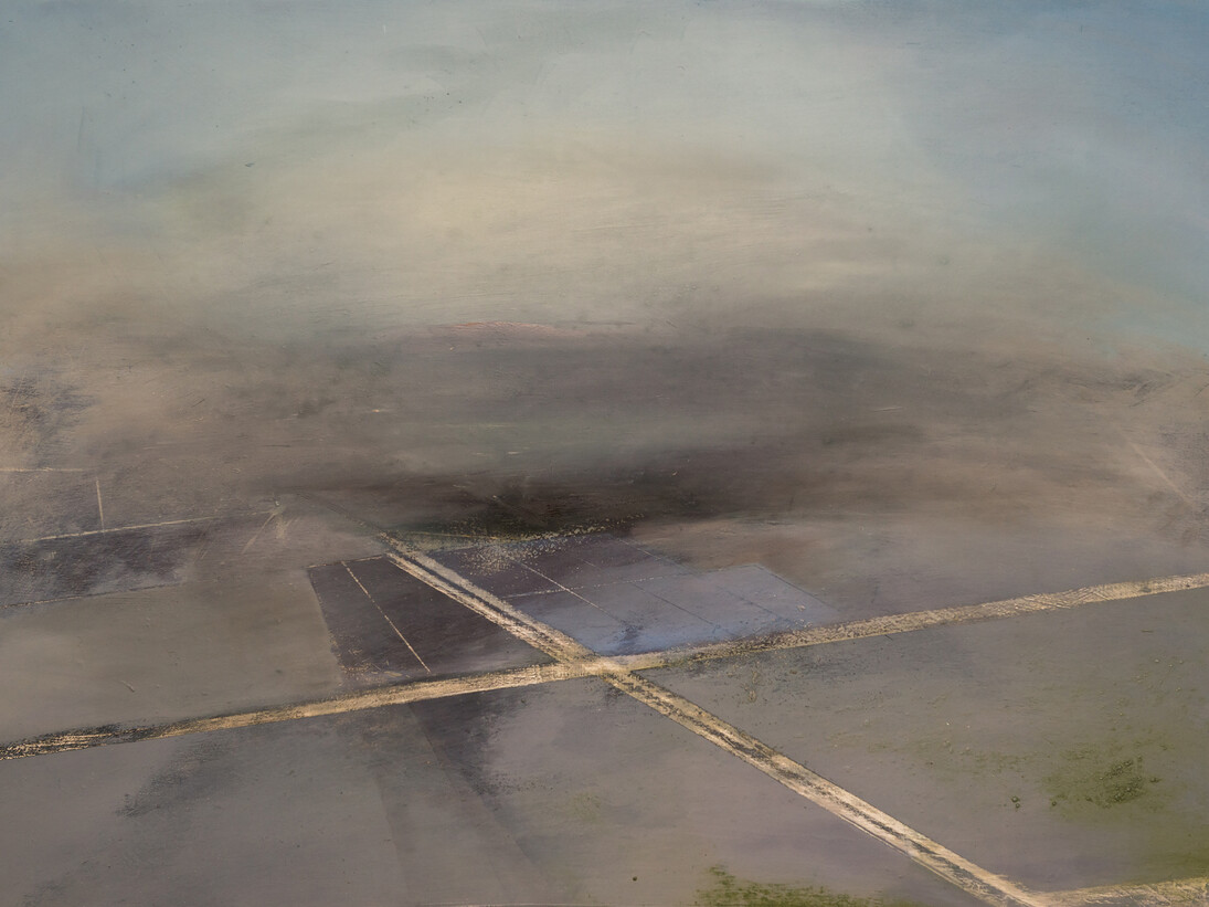 Nicola Nemec, Solar Landscape, 2014, Oil on board, 27 ½ x 39 in / 70 x 100 cm, image courtesy of Eleven, London 
